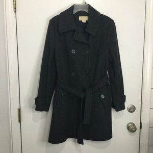 Michael‎ Kors wool pea coat Womens Size 12 Dark Gray belted